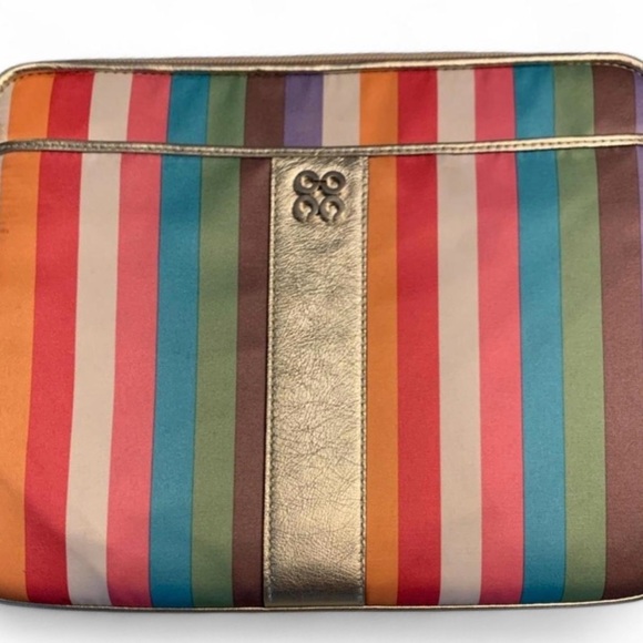 Coach Striped iPad / Tablet Sleeve with Gold Accents - Picture 1 of 7